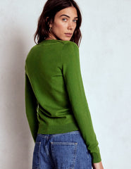 Emilia Cotton Crew Cardigan - Promenade Green