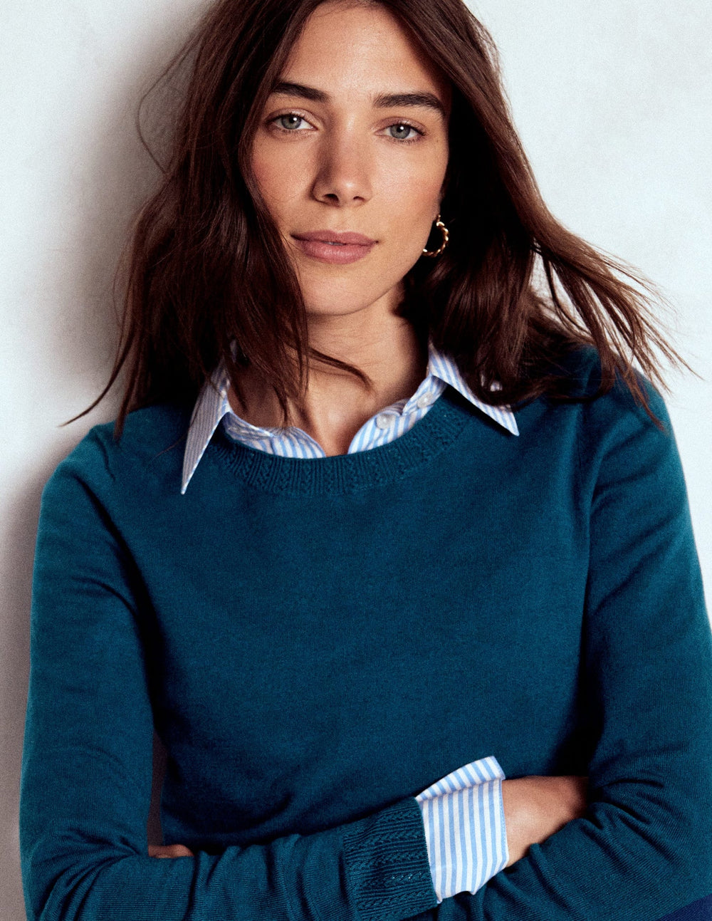 Emilia Cotton Crew Sweater - Harbour Blue