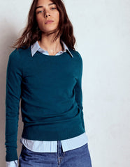 Emilia Cotton Crew Sweater - Harbour Blue