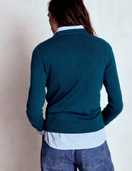Emilia Cotton Crew Sweater - Harbour Blue