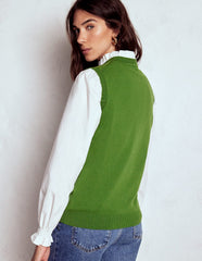 Emilia Cotton Crew Neck Vest - Promenade Green