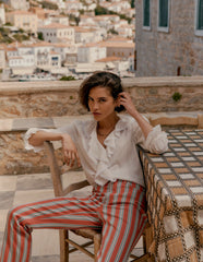 High Rise Stripe Jeans - Red, Blue and Pink Stripe