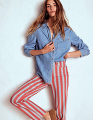 High Rise Stripe Jeans - Red, Blue and Pink Stripe