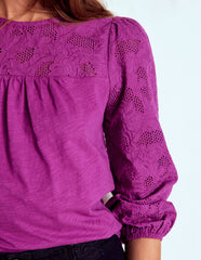 May Broderie Top - Regal Purple