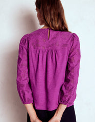 May Broderie Top - Regal Purple