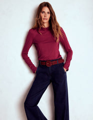 Supersoft Frill Detail Top - Burgundy Red