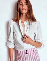 Helena Cotton Dobby Top - White