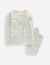 Snug Henley Pajamas - Soft Ivory Spring Ditsy