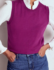Emilia Cotton Crew Neck Vest - Regal Purple