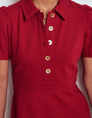 Nicolette Ponte Shirt Dress - Crimson Red