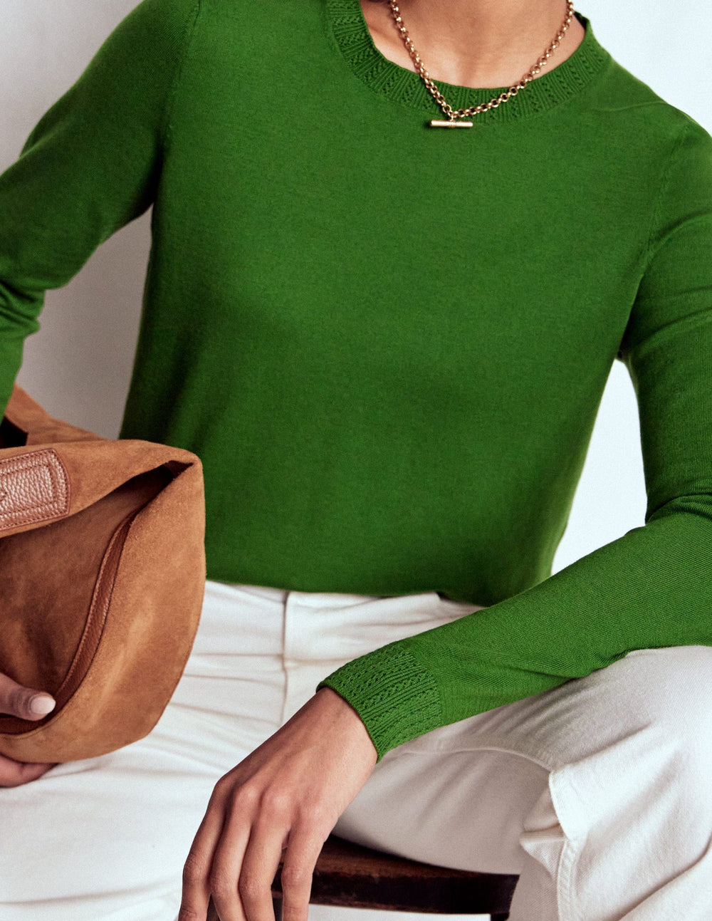Emilia Cotton Crew Sweater - Promenade Green