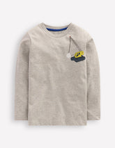 Front & Back Printed T-shirt - Grey Marl Vehicles