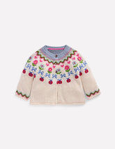 Edie Fair Isle Cardigan - Ecru Marl Flowers