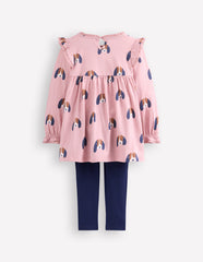 Printed Tunic Set - Vintage Pink Spaced Pups