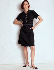 Nicolette Ponte Shirt Dress - Black