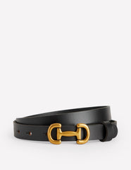 Iris Skinny Snaffle Trim Belt - Black