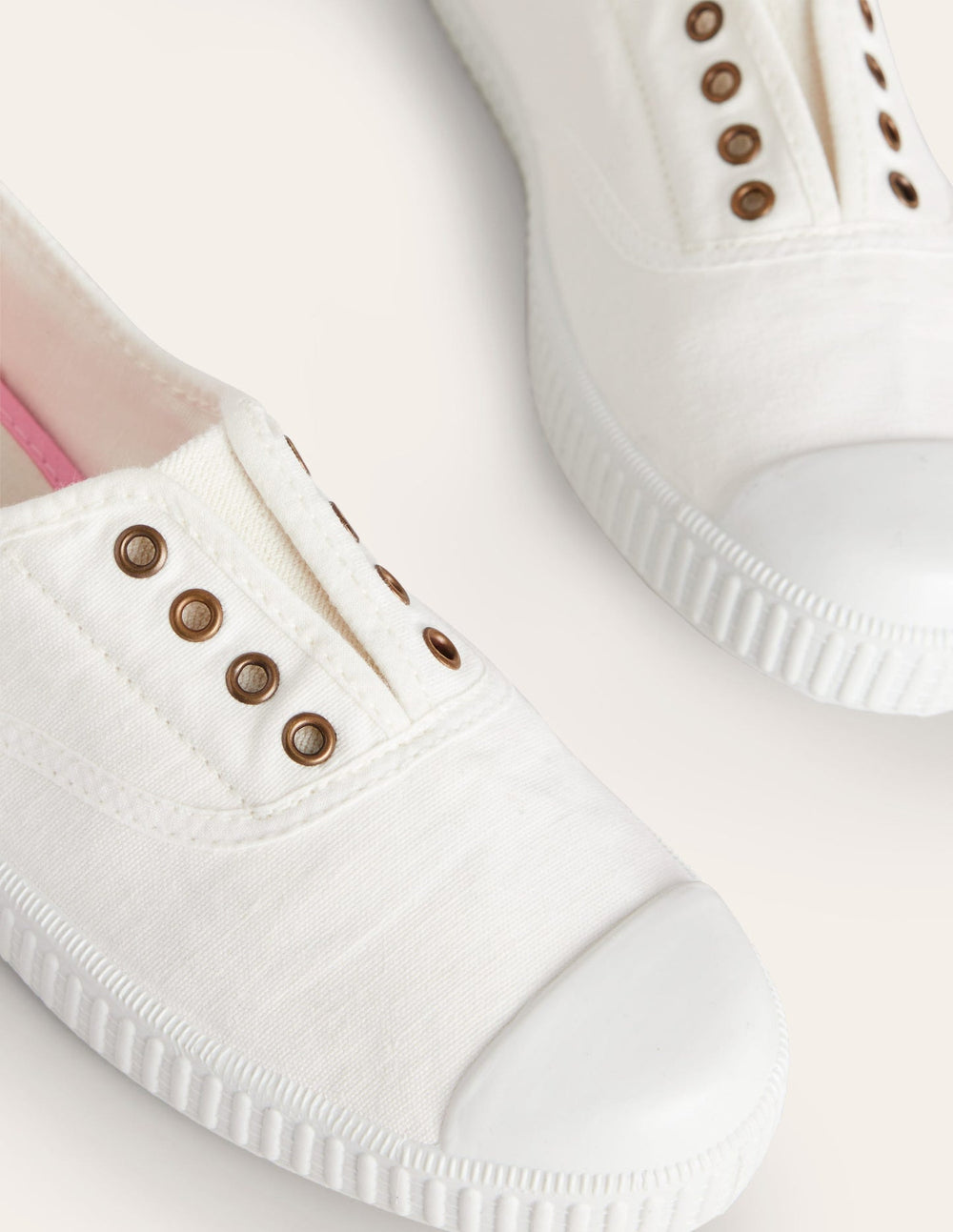 Laceless Canvas Plimsoll - Ivory