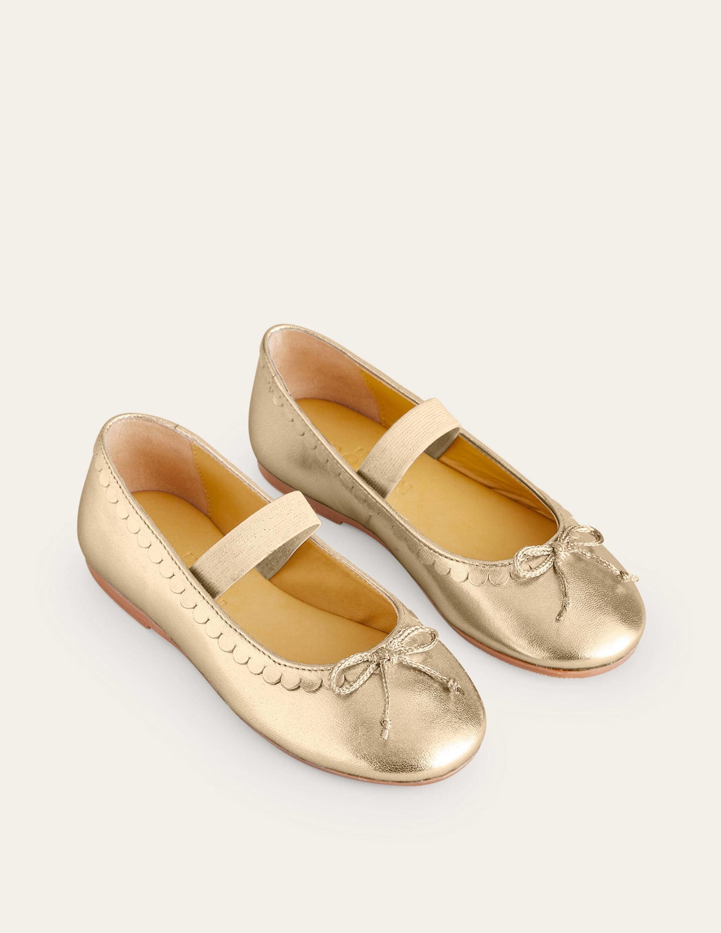 Leather Ballet Flats - Gold Metallic