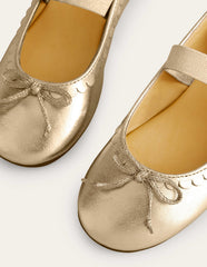 Leather Ballet Flats - Gold Metallic