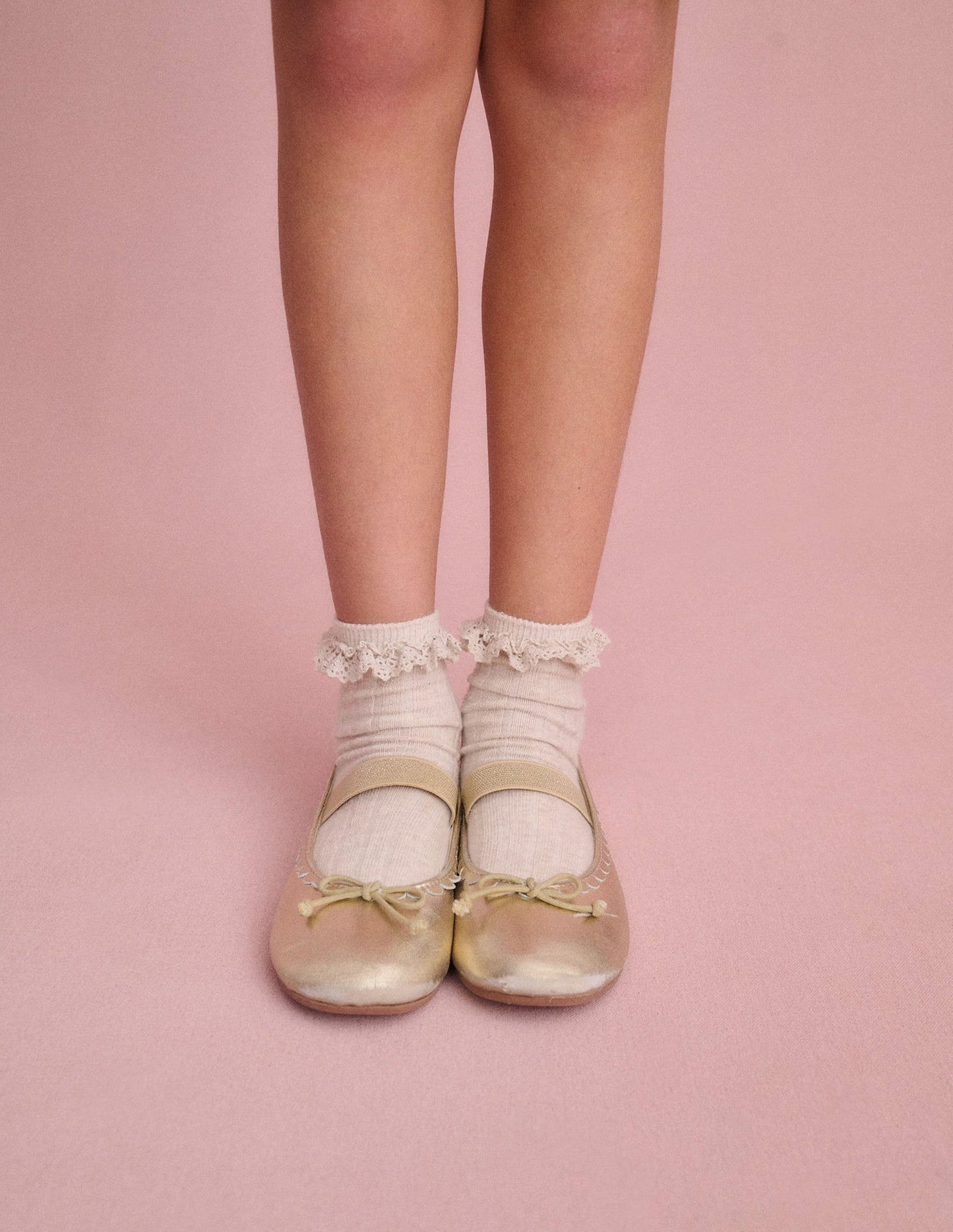 Leather Ballet Flats - Gold Metallic