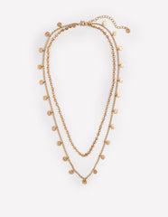 Hammered Disk Layered Necklace - Gold