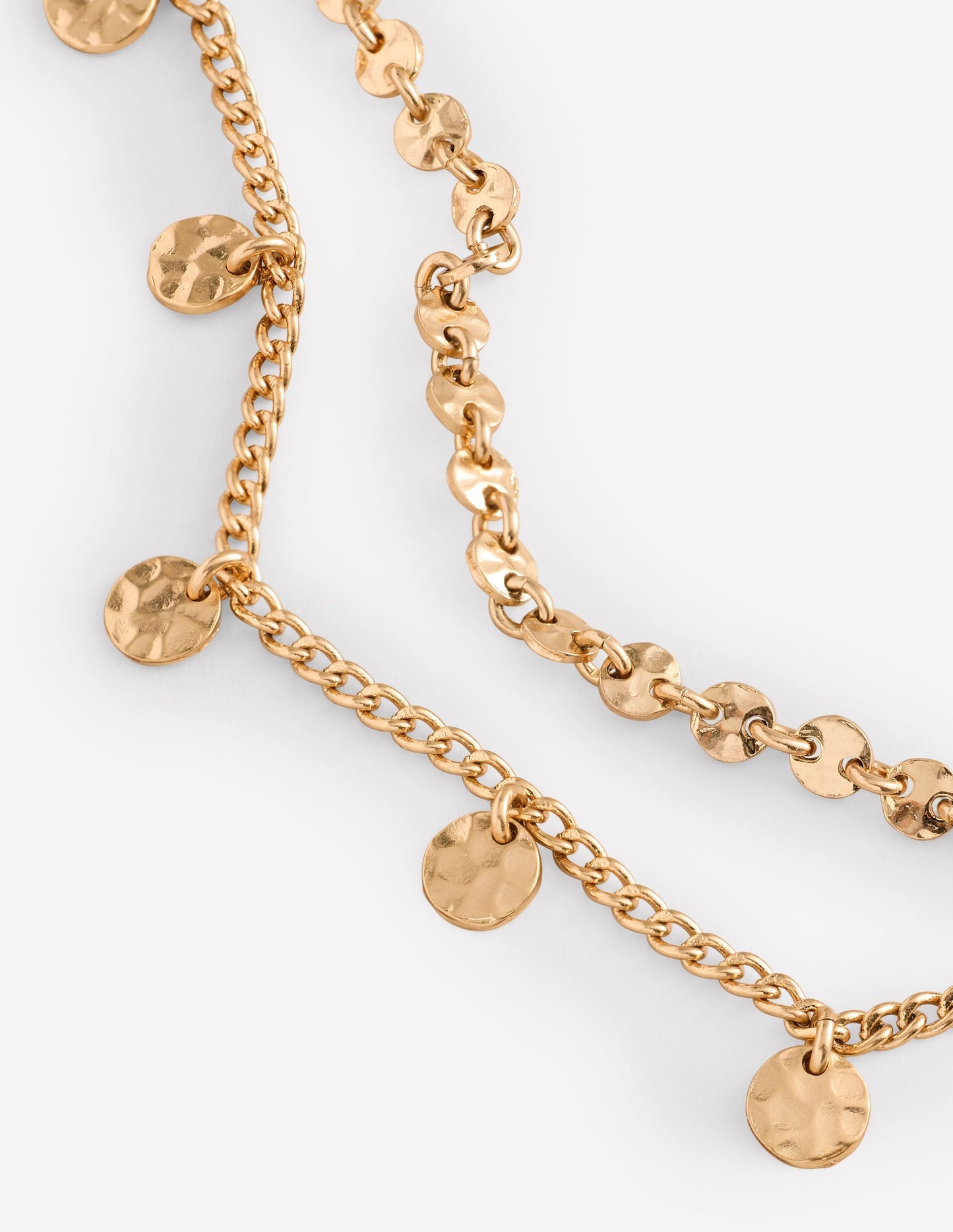 Hammered Disk Layered Necklace - Gold