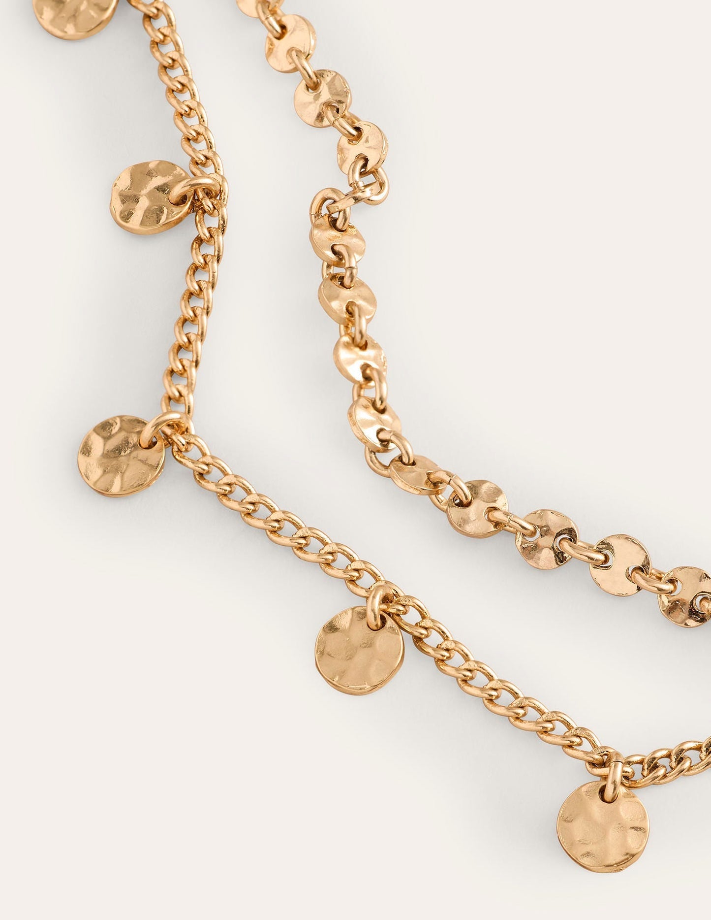 Hammered Disk Layered Necklace - Gold