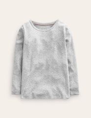 Long Sleeve Pointelle Top - Grey Marl