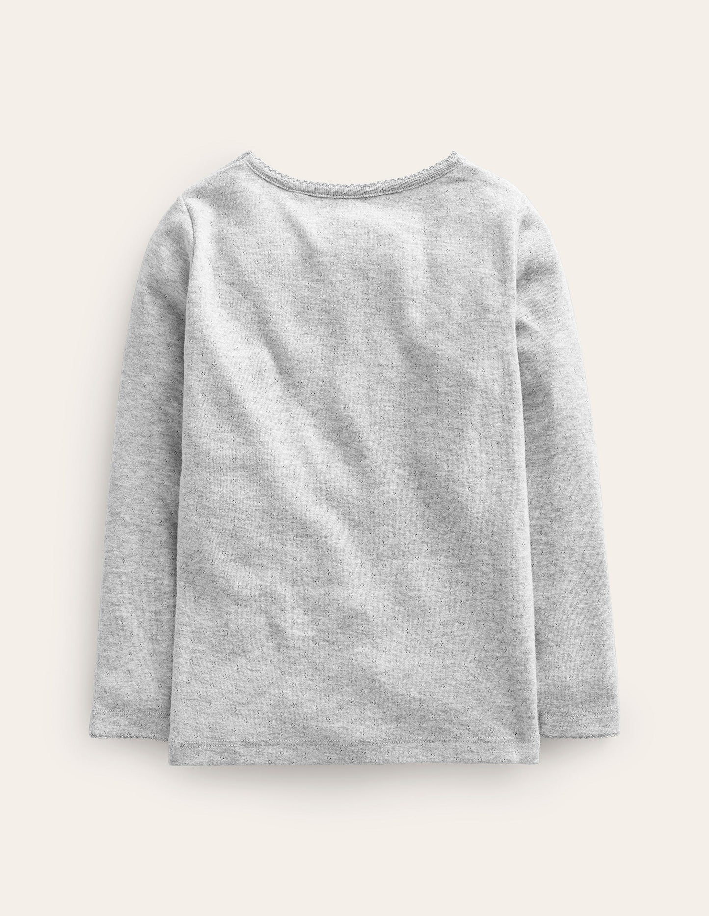 Long Sleeve Pointelle Top - Grey Marl