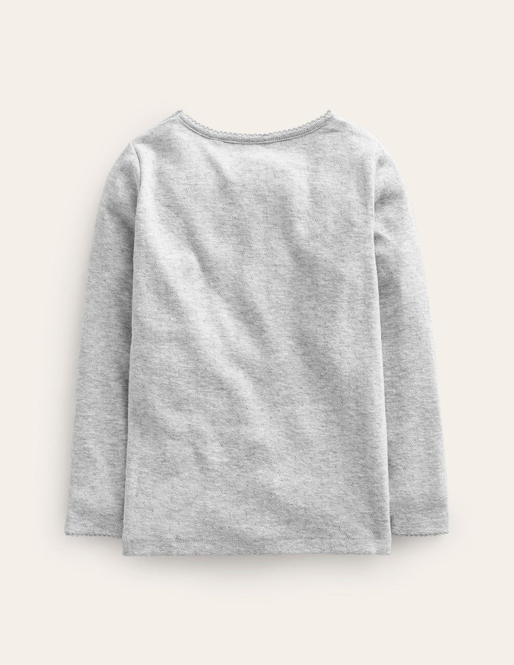Long Sleeve Pointelle Top - Grey Marl