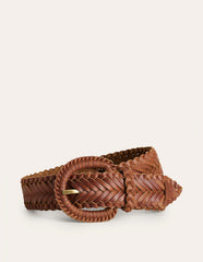 Woven Leather Belt - Tan