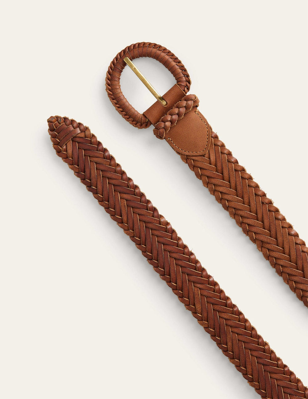 Woven Leather Belt - Tan