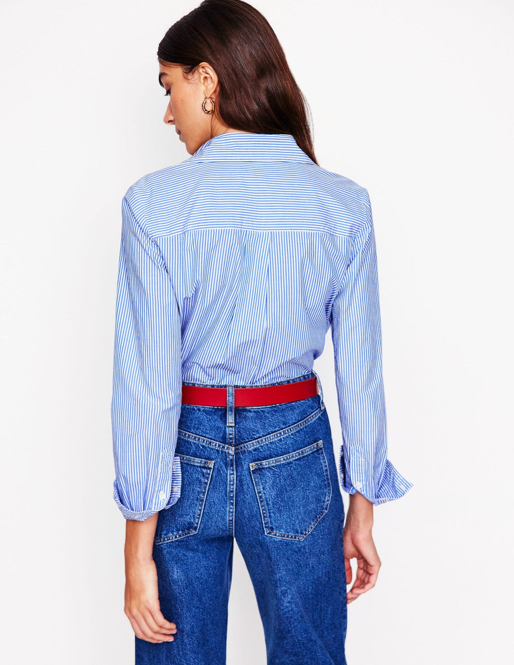 Sienna Cotton Shirt - Fine Blue Stripe