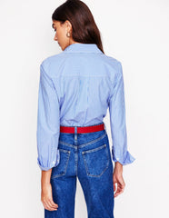 Sienna Cotton Shirt - Fine Blue Stripe
