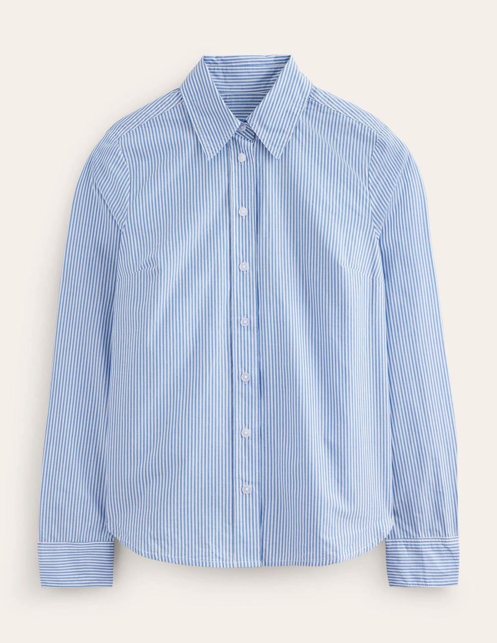 Sienna Cotton Shirt - Fine Blue Stripe