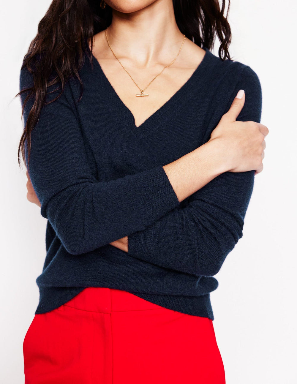 Eva Cashmere V - Neck Sweater - Navy
