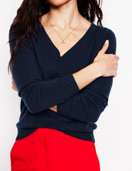 Eva Cashmere V - Neck Sweater - Navy