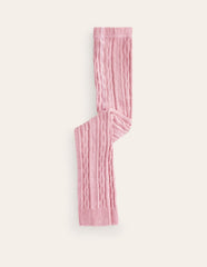 Cable Footless Tights - Vintage Pink