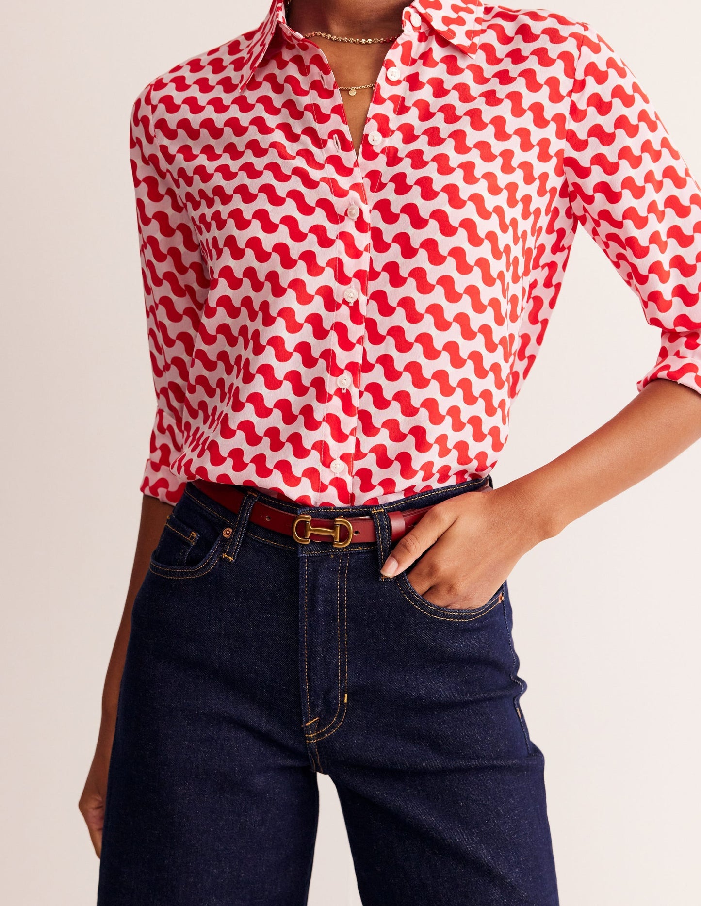 Iris Skinny Snaffle Trim Belt - Red