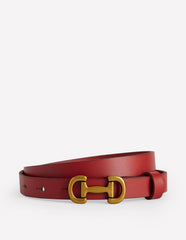 Iris Skinny Snaffle Trim Belt - Red