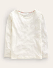 Long Sleeve Pointelle Top - Soft Ivory