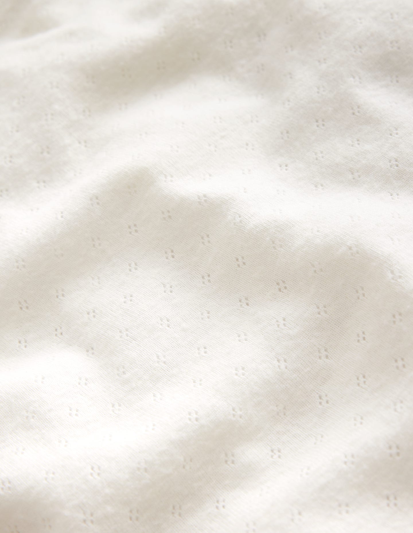Long Sleeve Pointelle Top - Soft Ivory