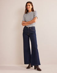 Supersoft Frill Detail T-shirt - Ivory, Navy Stripe