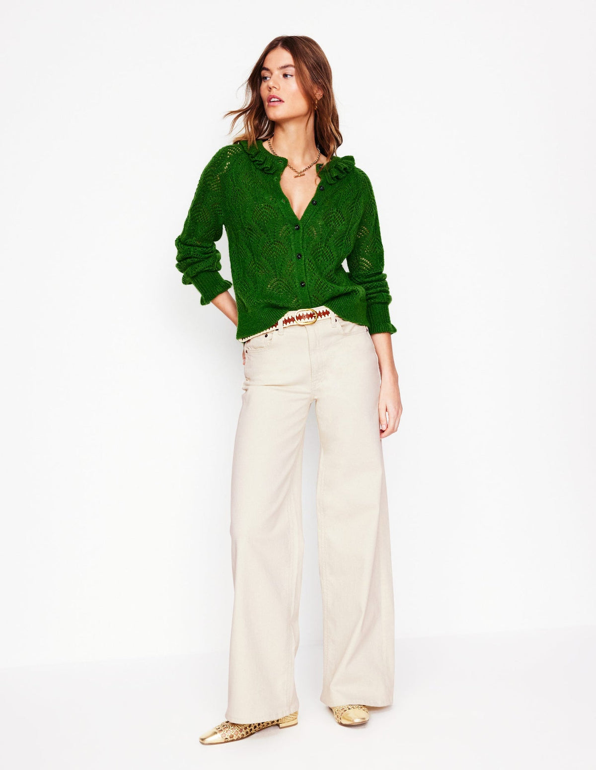 High Rise Wide Leg Jeans - Ecru