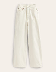 High Rise Wide Leg Jeans - Ecru