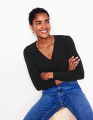 Eva Cashmere V - Neck Sweater - Black