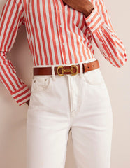 Iris Snaffle - Trim Leather Belt - Tan