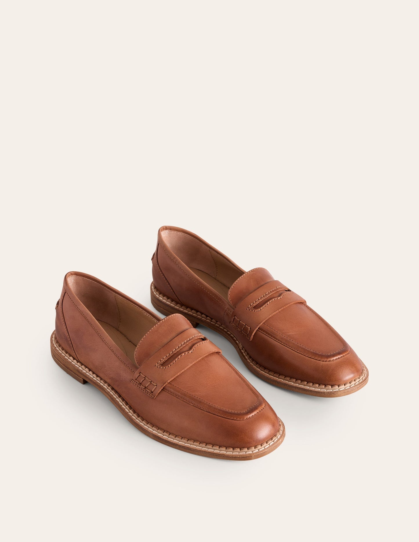 Nya Penny Loafers - Tan Burnished Leather