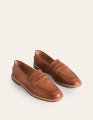 Nya Penny Loafers - Tan Burnished Leather