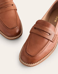 Nya Penny Loafers - Tan Burnished Leather